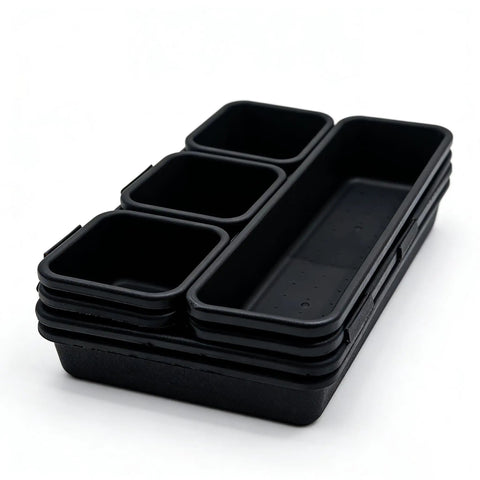 Eight Piece Interlocking Drawer Organizer Trays That Lock In Place Go To Solution For Kitchen Bathroom Office And Desk Drawers