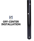Close-up of a black powder-coated steel shelf bracket for off-center installation. Part of Beefy 14 Inch Shelf Brackets 12 Pack.