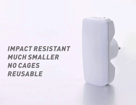 Side view of LED construction string light component showcasing impact resistance and reusable design with text overlay.