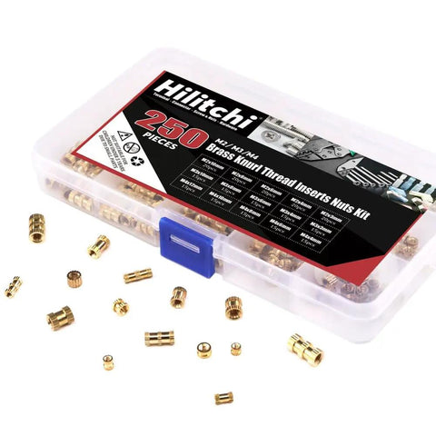 250 Piece Brass Knurled Threaded Insert Nuts Kit M2 M3 M4 Female Thread Embedding Assortment With Reusable Storage Case