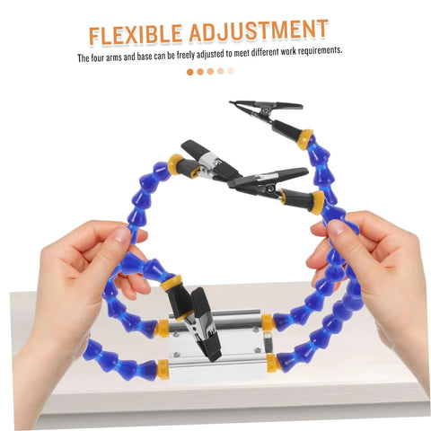 Heavy-Duty Soldering Helping Hand Tool With Flexible Arms And Welding Station Holder for PCB repair in use