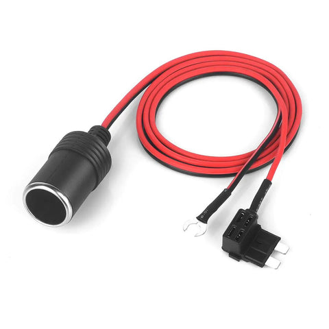 12V Blade Fuse Tap Adapter For Car Cigarette Lighter Socket With 3.3ft Cable And Fuse Holder 18AWG Wire Converts One Fuse Slot Into Two