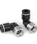Push To Connect Female Elbow Fittings 1/4 Inch Tube OD To 1/4 Inch NPT Thread 90 Degree Pro Grade Pneumatic Connector Copper And Plastic