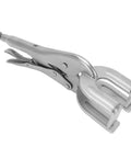 Aumotop Heavy Duty U Shaped Welding Clamp Pliers Made From Premium Steel For Precision Metalworking And Automotive Maintenance Plus Locking Jaws close-up view of durable steel clamp with locking mechanism.