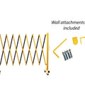 Heavy Duty Expandable Metal Barricade, 11 Ft Yellow Black Folding Security Gate with included wall attachments
