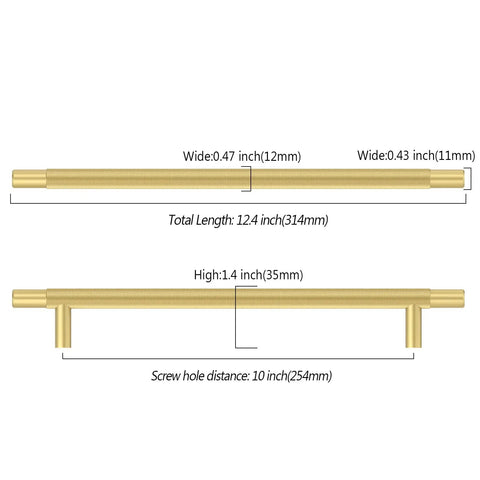 Kick Up Your Kitchen Vibes With These Slick Brushed Gold Knurled Cabinet Handles And Drawer Pulls A Top Shelf 10 Inch 10 Pack Heavy Duty Cupboard Hardware dimensions and specifications