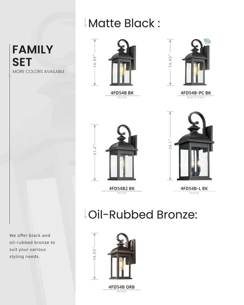 Two Pack Outdoor Wall Sconces, Waterproof Exterior Porch Lanterns With E26 Socket, Matte Black Finish in various styles