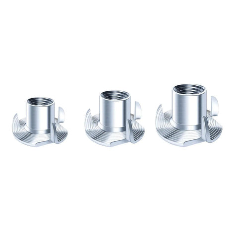 Bulk Pack 210 Units 1/4 20 T Connector Coated Four Point Attachments For Woodworking And Mechanical Installations, Rust Resistant Alloy Steel T Nuts