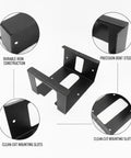 Wall Mounted Drill Holder And Iron Power Tool Rack For Garage Workshop Vertical Cordless Driver Organizer, black iron structure with precision bent steel and mounting slots.