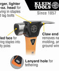 Go To Lineman 26 Ounce Claw Milled Hammer With Fiberglass Handle, heavy duty for utility poles, orange milled face for staples.