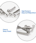Close-up of M4 Cabinet Screws Assortment Kit 25 To 50 Mm 100 Pcs Pan Washer Head Phillips Machine Screws for installation.