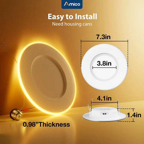 Level Up Your Lighting Game With These Slick 5CCT Led Retrofit Recessed Can Lights Featuring A Chill Night Light Mode And Warm Golden Glow Inside A Foolproof 12 Pack Kit For Instant Ceiling Setup