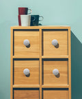 8 Pack White Ceramic Cabinet Knobs Round Drawer Pulls For Kitchen Cupboards With Screws Included, Two Lengths 25mm And 35mm on wooden dresser