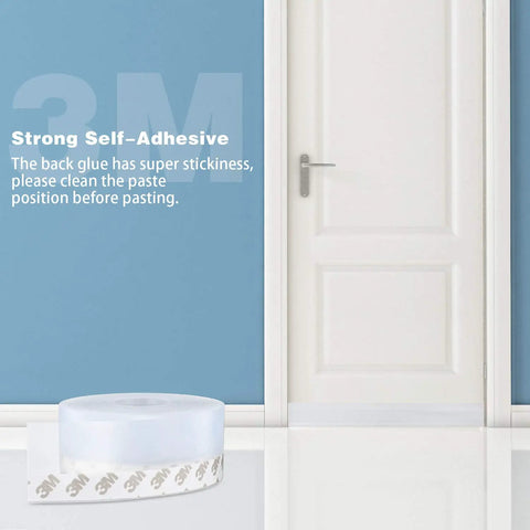 26 Feet Transparent Silicone Door And Window Seal Strip 60mm Wide Self Adhesive Draft Stopper Weather Stripping next to a door