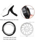 Stop On A Dime Heavy Duty Mechanical Disc Brake Set With Floating Rotor Caliper Cable Lever Kit components, including levers and cables.