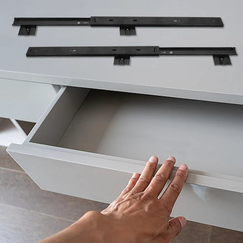Heavy Duty Steel Keyboard Drawer Slides For Computer Desk Side Mount Keyboard Trays Ultra Smooth Glides With Load Bearing Capacity Space Saving Design Fits Drawer And Kitchen Use.