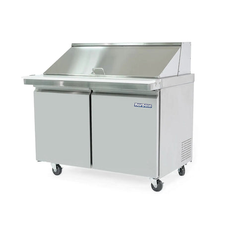 Heavy Duty Commercial Refrigerator 12 Cu Ft Slick Stainless Steel Digital Temp Controls Bright Led Display, two-door design.