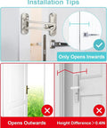Thick Aluminum Alloy Swing Bar Door Lock Latch With Satin Nickel Finish shown with correct inward installation.