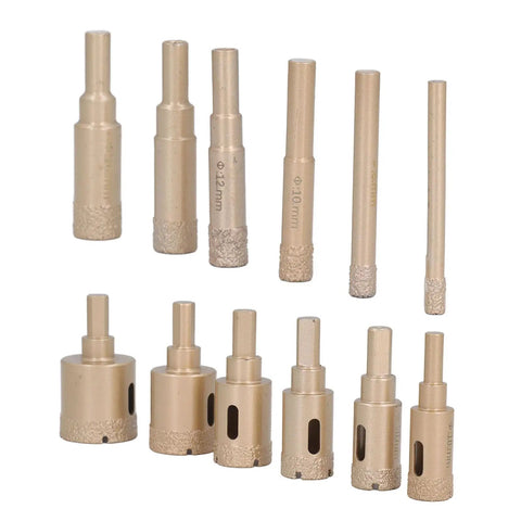 Premium 12 Piece Hole Saw Kit Built Tough For Drilling Glass Ceramic And Stone With Heavy Duty Brazing Technology For Precise Cuts From 6 To 35mm Diameter In Any DIY Project, 12 drill bits