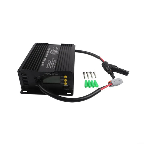Heavy Duty Beast 1000W Solar Charge Controller With Smart MPPT Tracking For 48V 60V 72V Battery Banks flat view with wiring connectors.