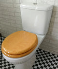Premium Solid Wood Beech Elongated Toilet Seat With Rock Solid Stainless Steel Hinges for standard toilet installation.