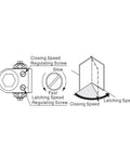 Diagram showing Compact Workhorse Door Closer With Adjustable Spring Tension And Aluminum Finish ADA Ready Non Handed features.