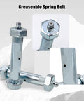 Greaseable Spring Bolt shown from multiple angles, part of the Heavy Duty 9/16 X 3 Inch Greaseable Trailer Axle Spring Bolts And Shackle Bolt Kit Built Tough For No Nonsense Hauls Fits 2000 To 7000 Lb Trailers 14 Piece Set.