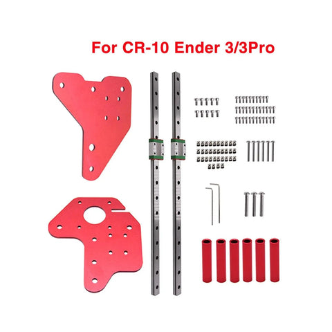 Dual Z Axis Linear Rail Kit With Back Plate For Ender 3 And CR10 Series 3D Printers MGN12C Upgrade showing components layout.