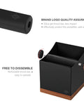2.5L Large Espresso Knock Box With Shock Absorbent Silicone Knock Bar Metal And Walnut Wood Coffee Grounds Container