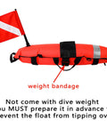 Inflatable Dive Float Torpedo Buoy For Scuba Freediving Snorkeling And Spearfishing With Flag And Rope, red with weight bandage