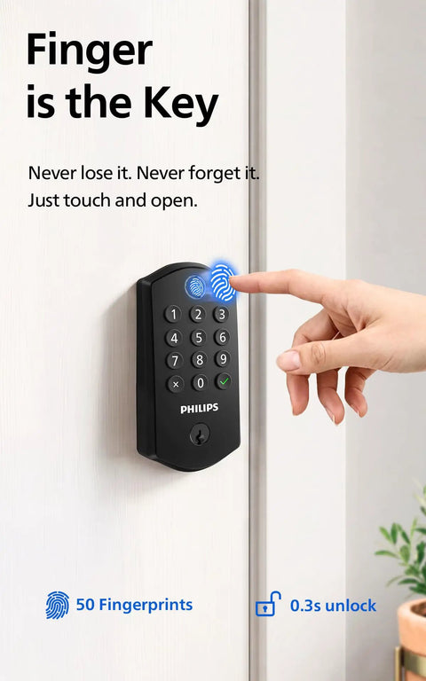 No Sweat Setup Wifi Smart Lock For Front Door With Top Mount Fingerprint Reader And Digital Keypad Deadbolt Featuring Quick App Remote Control Auto Lock Alexa Google Compatibility