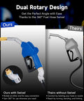Comparison of Automatic Fuel Nozzle Kit With 360 Degree Hose Swivel And Auto Shut Off and standard nozzle.