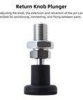 Grip Tight Two Piece M20 Thread Stainless Steel Ball Nose Spring Plunger Pair With Quick Twist Knob and Bully Proof Retracting Pin For Fast Industrial Clamping Setup close-up view highlighting knob and thread details.