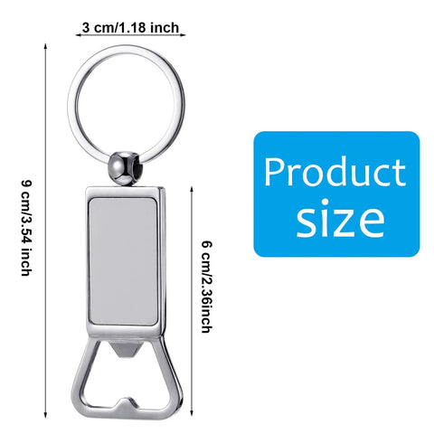 20 Pack Sublimation Keychain Blanks With Bottle Opener Dope Aluminum Rectangle Metal Key Rings For Heat Transfer Photo Gift