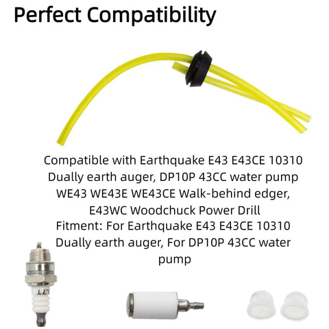 Two Hole Grommet Fuel Line And Spark Plug Primer Bulb Kit For Earthquake Auger Walk Be Hind Edger With Filters And Lines That Are Awesome Fit Guaranteed To Fix Your Machine Today, fuel line and spark plug set