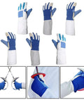 Fencing Gloves For Foil And Epee Non Slip Grip Breathable Lightweight Hand Protection Gear displayed in various angles.