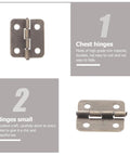 Antique Copper Mini Hinges Set For Wooden Jewelry Boxes And Small Chests With 200 Screws, shown in front view.