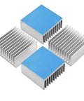 Four 40mm aluminum heatsinks with blue thermal tape, Beefed-Up Set of Four 40mm Aluminum Heatsinks with Pre-Applied Thermal Conductive Tape