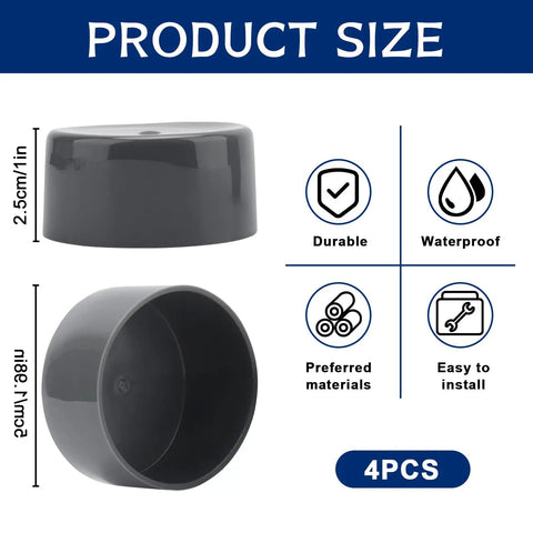 Product size details for 4 Pack 1.98 Inch Trailer Bearing Caps Grey Rubber Hub Dust Covers for Boat Trailer Wheels