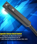 Workhorse Magnetic Sensor Switch For Pneumatic Cylinder High Sensitivity on vibrant blue background, showing details