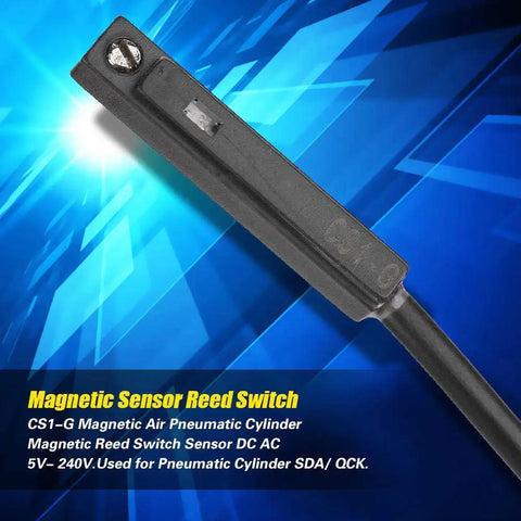 Workhorse Magnetic Sensor Switch For Pneumatic Cylinder High Sensitivity on vibrant blue background, showing details