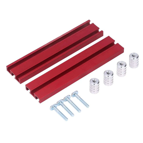 Planing Stop Kit With Pew Dog Positioning Clamp For Workbench Use, Aluminum Alloy Construction, red clamps with silver screws