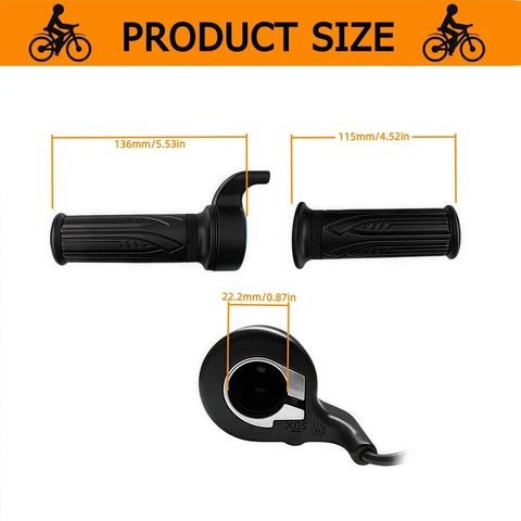 Full Twist Ebike Throttle Grip 3 Pin Waterproof Joint Right Hand 12V To 72V Compatible For Electric Bike Scooter