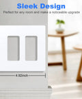 Screwless Decorator Wall Plate 2 Gang Outlet Cover For Light Switches And Power Plugs Built Tough Polycarbonate White Finish