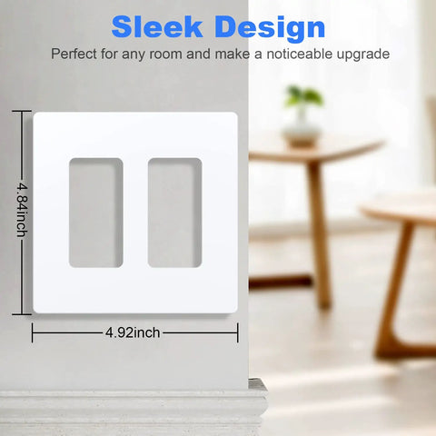Screwless Decorator Wall Plate 2 Gang Outlet Cover For Light Switches And Power Plugs Built Tough Polycarbonate White Finish