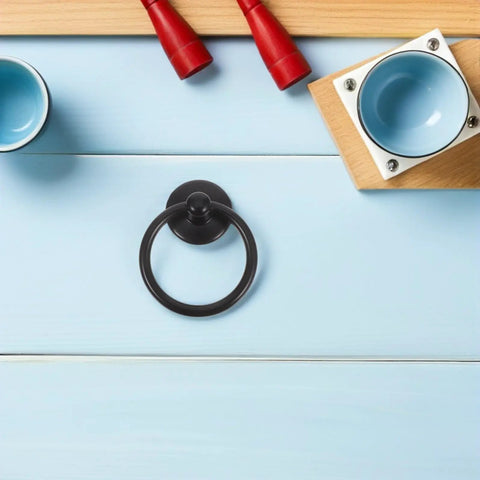 Vintage Style Metal Drawer Handles With Drop Ring Pulls, 6 Pack For Wardrobes, Cabinets And Dressers, Retro Zinc Alloy Hardware In Black