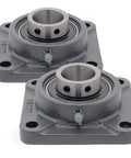 Two-Pack 4-Bolt Flange Mount Ball Bearing Unit UC208-24 Insert Bearing With Cast Iron Housing FS208, 1-1/2 Inch Bore Shaft