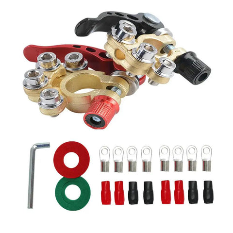 Battery Terminal Connectors 2 Pack 4 Way Quick Disconnect Release for Auto and Marine Use Heavy Duty Top Post Clamps