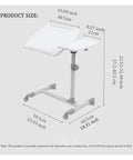 Slick Height Adjustable Laptop Table With Smooth Rolling Locking Casters Premium Couch Side Stand dimensions showing height and width.