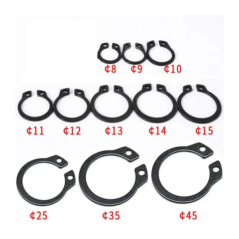 Heavy Duty External C Type Circlip Retaining Rings For Shafts Built To Last Burr Free Surface Carbon Steel Black Finish Snap Rings Set Sizes